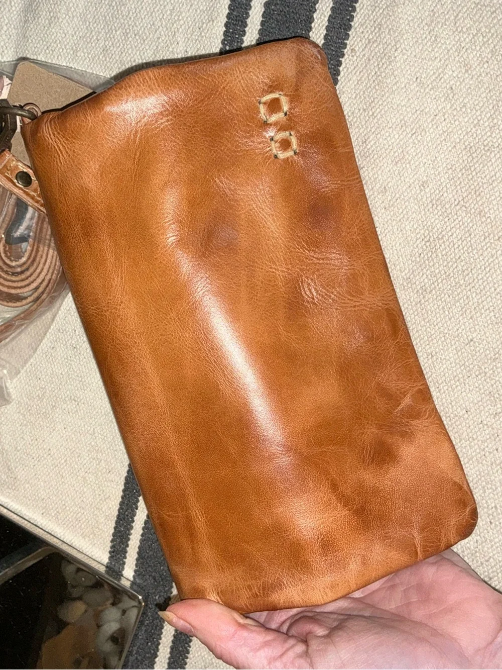 NWT Bed Stu Leather Cadence Wallet Wristlet Crossbody Bag Tan Rustic MSRP $179